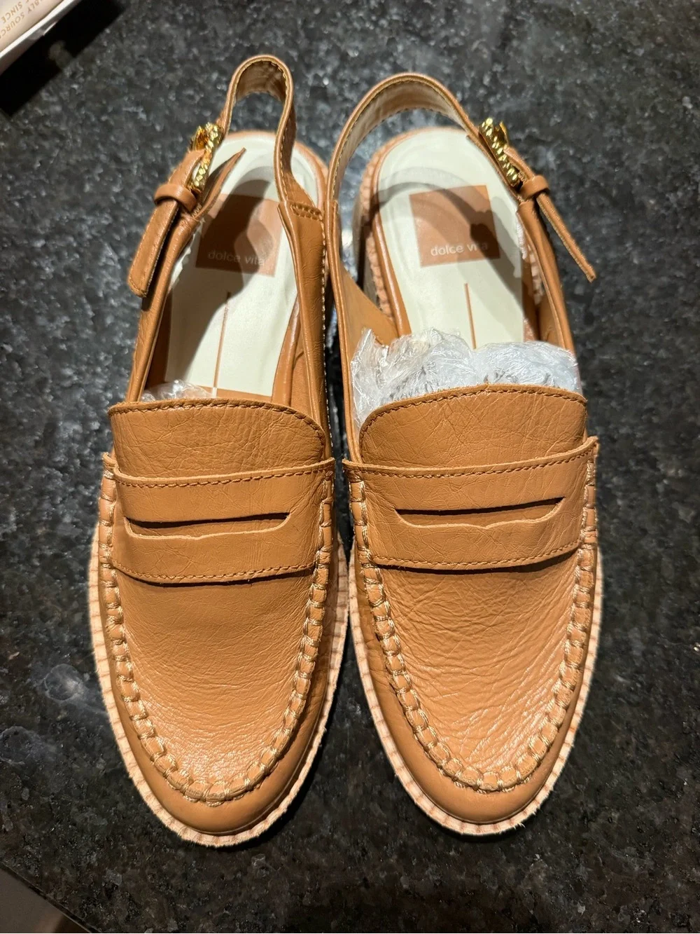 Dolce Vita Women’s Tan Leather Penny Loafer Slingback